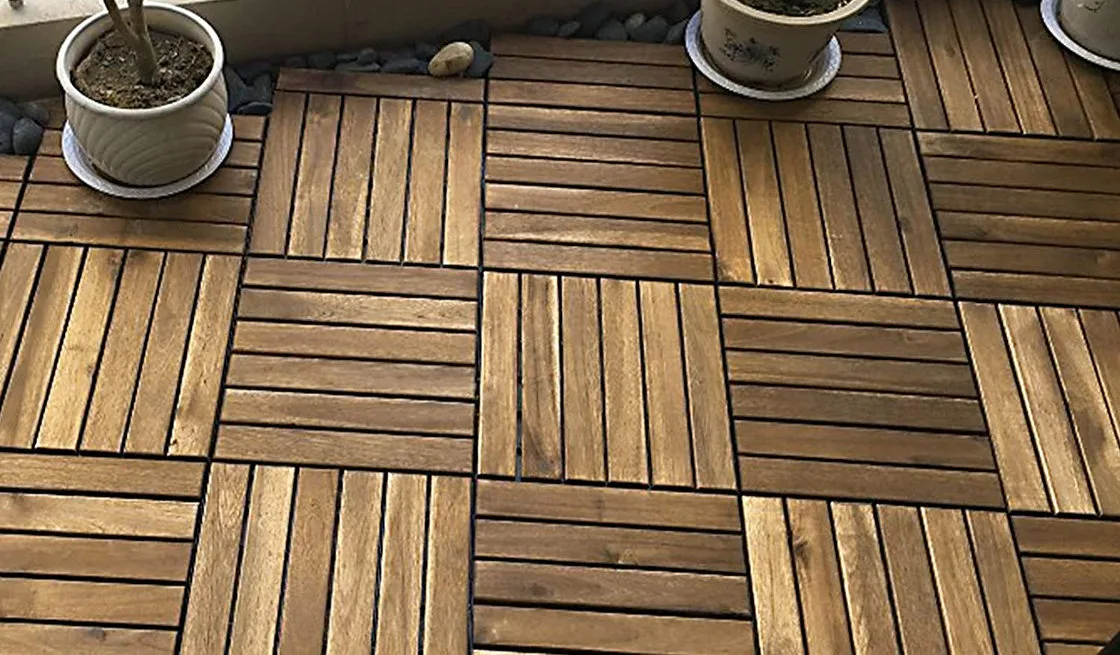 a deck made with decking tiles 