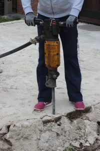 breaking up a concrete slab - breaker